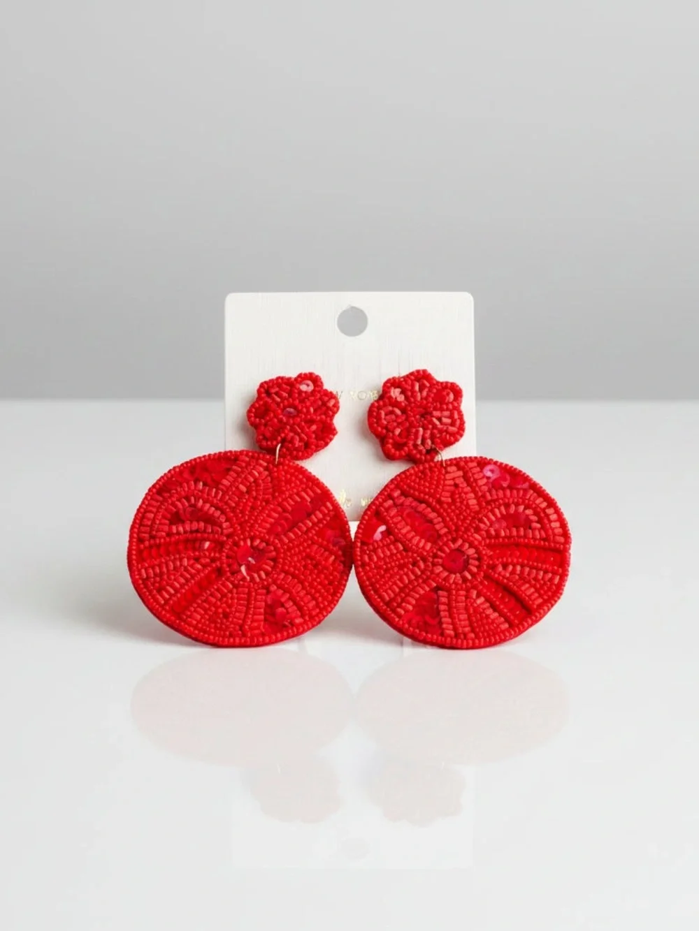 Jasmine Flower Beaded Earrings- Red